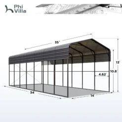 PHI VILLA 14x35ft Galvanized Metal RV Carports -Phi Villa phi villa 14x34ft galvanized metal rv carports7