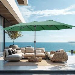 PHI VILLA 15ft 11-Color Double-Sided Patio Extra Large Twin Umbrella -Phi Villa phi villa 15ft double sided patio extra large twin umbrella hunter green 7