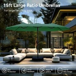 PHI VILLA 15ft 11-Color Double-Sided Patio Extra Large Twin Umbrella -Phi Villa phi villa 15ft double sided patio extra large twin umbrella hunter green 8