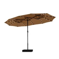 PHI VILLA 15ft 11-Color Double-Sided Patio Extra Large Umbrella With LED Lights 37 PHI VILLA 15ft 11-Color Double-Sided Patio Extra Large Umbrella With LED Lights -Phi Villa phi villa 15ft double sided patio extra large umbrella with led lights brown