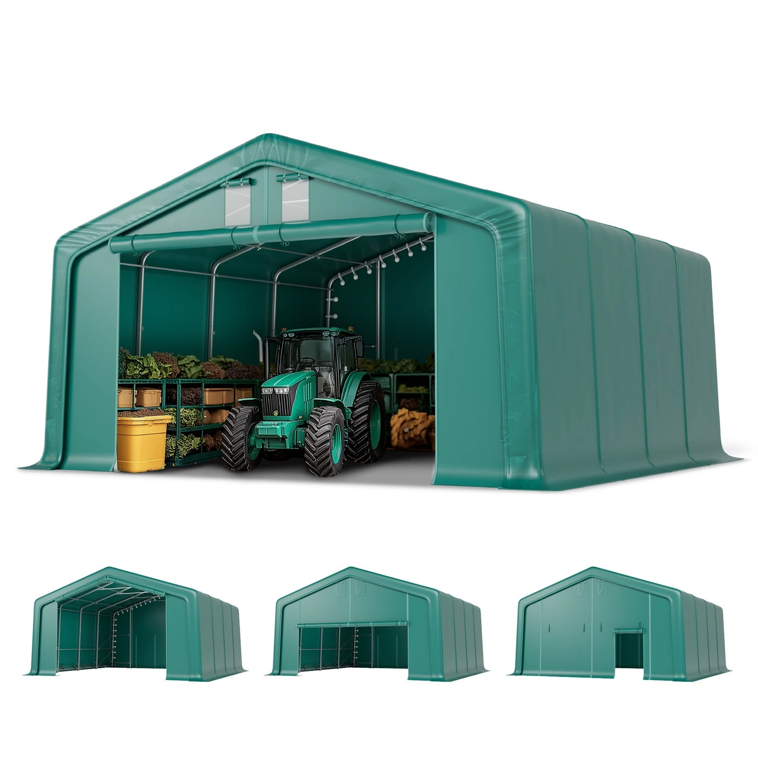 PHI VILLA 20x20ft Green Heavy Duty Storage Tent For Vehicles, Boats, Garden Tools & Large Equipment 4 PHI VILLA 20x20ft Green Heavy Duty Storage Tent For Vehicles, Boats, Garden Tools & Large Equipment - Image 2