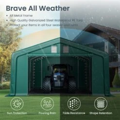 PHI VILLA 20x20ft Green Heavy Duty Storage Tent For Vehicles, Boats, Garden Tools & Large Equipment 14 PHI VILLA 20x20ft Green Heavy Duty Storage Tent For Vehicles, Boats, Garden Tools & Large Equipment -Phi Villa phi villa 20x20ft heavy duty instant storage tent03