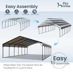 PHI VILLA 20x30ft Hardtop Carport Metal Weatherproof Car Garage Outdoor Car Shelter Shade -Phi Villa phi villa 20x30ft hardtop carport metal weatherpro04 3ce3fd36 480f 4716 bc6e a95c0ba9db19