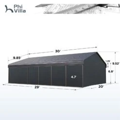 PHI VILLA 20x30ft Hardtop Carport Metal Weatherproof Car Garage Outdoor Car Shelter Shade -Phi Villa phi villa 20x30ft hardtop carport metal weatherpro06