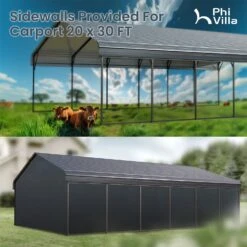 PHI VILLA 20x30ft Hardtop Carport Metal Weatherproof Car Garage Outdoor Car Shelter Shade -Phi Villa phi villa 20x30ft hardtop carport metal weatherpro09