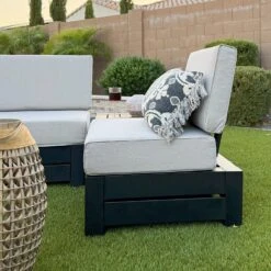 Phi Villa 4-Seater Outdoor Sectional Sofa With Deep Cushions And Wood Grain Table -Phi Villa phi villa 4 seater outdoor sectional sofa with deep cushions and wood grain table 6