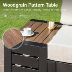 Phi Villa 4-Seater Outdoor Sectional Sofa With Deep Cushions And Wood Grain Table -Phi Villa phi villa 4 seater outdoor sectional sofa07 6300b048 c507 4c2b ac5e 33d4e180f487