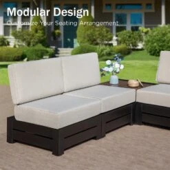 Phi Villa 4-Seater Outdoor Sectional Sofa With Deep Cushions And Wood Grain Table -Phi Villa phi villa 4 seater outdoor sectional sofa09