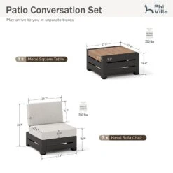 Phi Villa 4-Seater Outdoor Sectional Sofa With Deep Cushions And Wood Grain Table -Phi Villa phi villa 4 seater patio sectional sofa01 e051d94a ed68 4fe2 af2c 32fe9bc85bc5