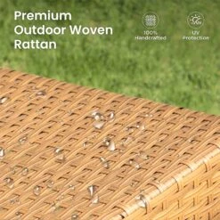 PHI VILLA 4-Piece Patio Conversation Set - Wicker Chairs And Acacia Wood Coffee Table - Modern And Stylish -Phi Villa phi villa 4pcs patio conversation set wicker chair06