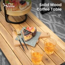 PHI VILLA 4-Piece Patio Conversation Set - Wicker Chairs And Acacia Wood Coffee Table - Modern And Stylish -Phi Villa phi villa 4pcs patio conversation set wicker chair08