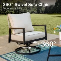 Phi Villa 5-Seater Outdoor Wicker & Steel Sofa Set With Elegant Rattan Backrest Design -Phi Villa phi villa 5 seater outdoor wicker rattan sofa set01