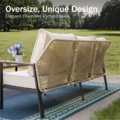 Phi Villa 5-Seater Outdoor Wicker & Steel Sofa Set With Elegant Rattan Backrest Design -Phi Villa phi villa 5 seater outdoor wicker rattan sofa set05 3b1a6c79 2bd5 453b b213 9b59a614811b