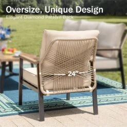 Phi Villa 5-Seater Outdoor Wicker & Steel Sofa Set With Elegant Rattan Backrest Design -Phi Villa phi villa 5 seater outdoor wicker rattan sofa set08
