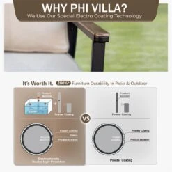 Phi Villa 5-Seater Outdoor Wicker & Steel Sofa Set With Elegant Rattan Backrest Design -Phi Villa phi villa 5 seater outdoor wicker rattan sofa set13