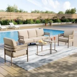 Phi Villa 5-Seater Patio Curved Metal Wood-Like Sofa Set -Phi Villa phi villa 5 seater patio metal wood like curved sofa set01