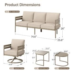 Phi Villa 5-Seater Patio Curved Metal Wood-Like Sofa Set -Phi Villa phi villa 5 seater patio metal wood like curved sofa set13
