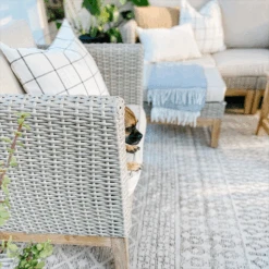 Phi Villa 5-Seater Patio Rattan & Acacia Wood Sofa Conversation Set -Phi Villa phi villa 5 seater patio rattan acacia wood sofa conversation set detail