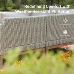 Phi Villa 5-Seater Patio Rattan & Acacia Wood Sofa Conversation Set -Phi Villa phi villa 5 seater patio rattan acacia wood sofa conversation set03 f7604781 5ab0 4854 9c4b 4ba7f4b62b5d