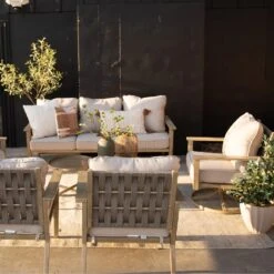 Phi Villa 5-Seater Patio Wood-Like Steel Conversation Sofa Set -Phi Villa phi villa 5 seater patio wood like steel conversation sofa set1