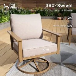 Phi Villa 5-Seater Patio Wood-Like Steel Conversation Sofa Set -Phi Villa phi villa 5 seater patio wood like steel sofa set09