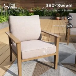 Phi Villa 5-Seater Patio Wood-Like Steel Conversation Sofa Set -Phi Villa phi villa 5 seater patio wood like steel sofa set11