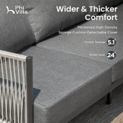 Phi Villa 6-Seater Modern Gray Woven Rope Outdoor Sofa -Phi Villa phi villa 6 seater modern gray woven rope outdoor sofa with table ottomans5