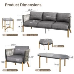 Phi Villa 6-Seater Modern Gray Woven Rope Outdoor Sofa -Phi Villa phi villa 6 seater modern gray woven rope outdoor sofa with table ottomans9