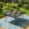 Phi Villa 60" Outdoor Metal Square Patio Dining Table With Umbrella Hole -Phi Villa phi villa 60 outdoor metal square patio dining table with umbrella hole 4