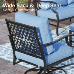 Phi Villa Outdoor Steel Sofa Set With Rectangle Fire Pit Table For Sale -Phi Villa phi villa 7 seat patio steel conversation sofa set04 91dfe0be 4b09 494f 83e5 1c0bdd0f6ca5