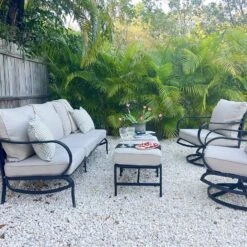 Phi Villa 7-Seater Patio Steel Sofa With Multi-functional Ottomans -Phi Villa phi villa 7 seat patio steel conversation sofa set 2