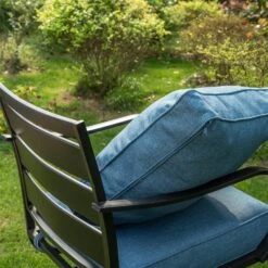 Phi Villa 5-Seater Patio Steel Conversation Sofa Sets With Leather Grain Fire Pit Table -Phi Villa phi villa 7 seater cowboy blue patio steel sofa with coffee table cushions backyard06 010874c6 167e 4d1d abc8 783b8e915e33