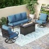 Phi Villa 5-Seater Patio Steel Conversation Sofa Sets With Leather Grain Fire Pit Table -Phi Villa phi villa 7 seater cowboy blue patio steel sofa with coffee table cushions backyard 2 588df698 4ac5 4f0a a155 62587b7250ae