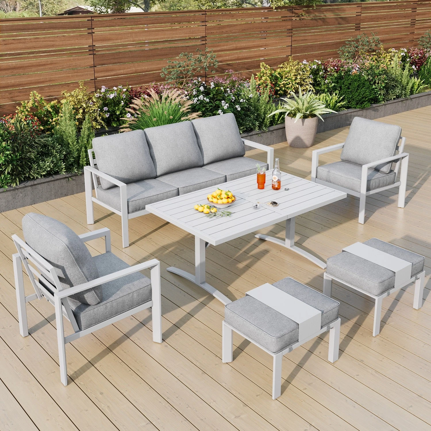 Phi Villa 7-Seater Patio Aluminum Sofa 6 Pcs Outdoor Furniture Set With Coffee Table 13 Phi Villa 7-Seater Patio Aluminum Sofa 6 Pcs Outdoor Furniture Set With Coffee Table - Image 11