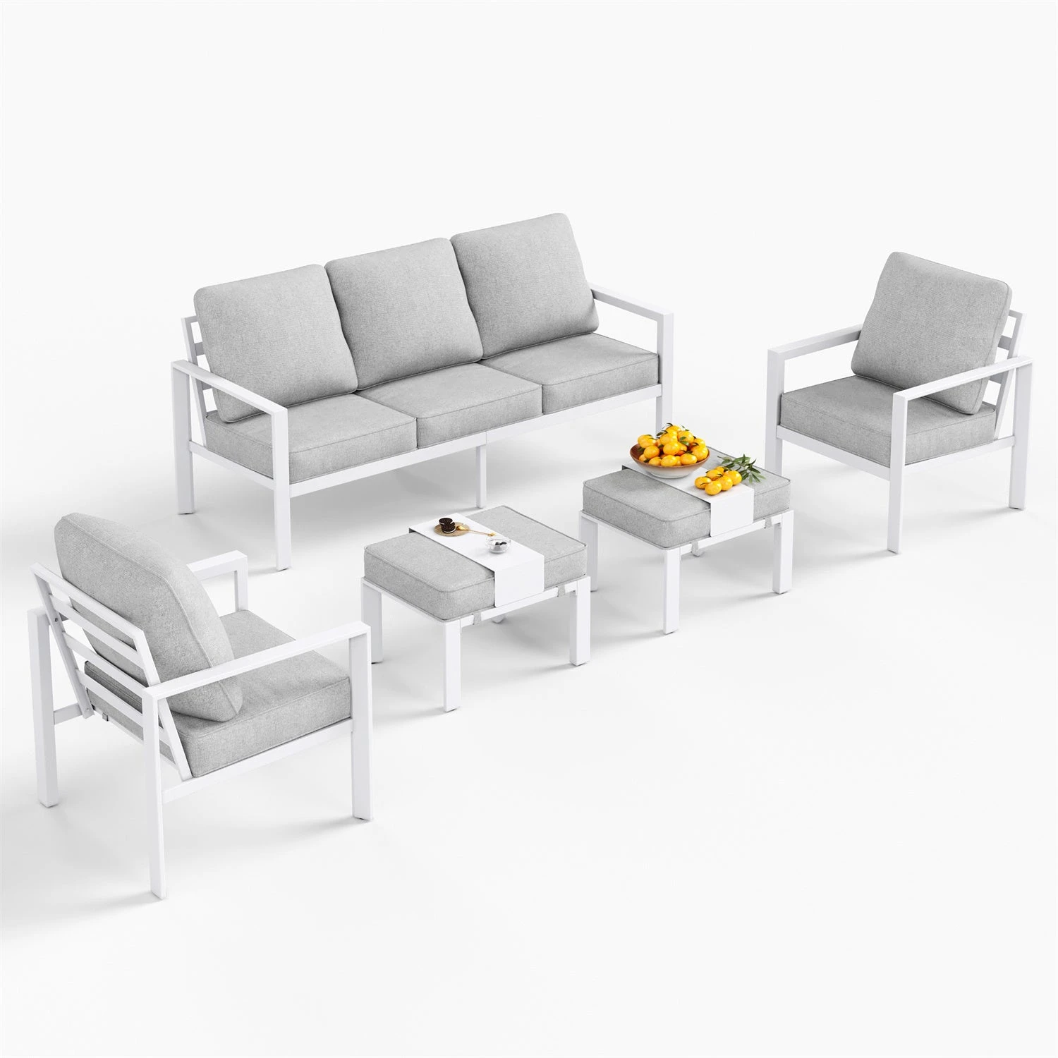 Phi Villa 7-Seater Patio Aluminum Sofa 6 Pcs Outdoor Furniture Set With Coffee Table 4 Phi Villa 7-Seater Patio Aluminum Sofa 6 Pcs Outdoor Furniture Set With Coffee Table - Image 2