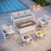 Phi Villa 7-Seater Patio Aluminum Sofa With Rectangle Metal Gas Fire Pit Table -Phi Villa phi villa 7 seater patio aluminum sofa with rectangle metal gas fire pit table 3a86106f 79fc 4104 addf ef44dc64ba35