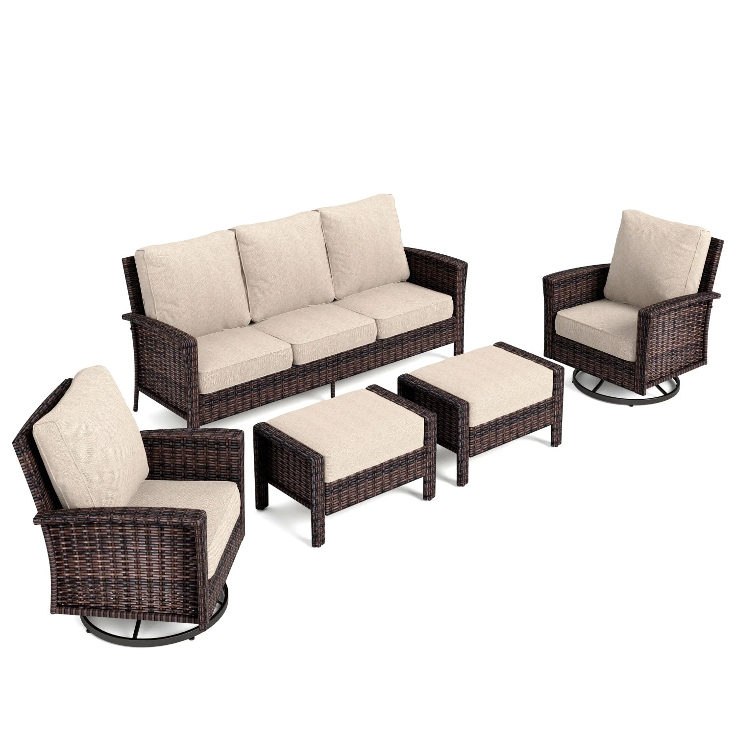 Phi Villa Patio Rattan Furniture Wicker 7-Seater Outdoor Swivel Sofa Sets 15 Phi Villa Patio Rattan Furniture Wicker 7-Seater Outdoor Swivel Sofa Sets - Image 13