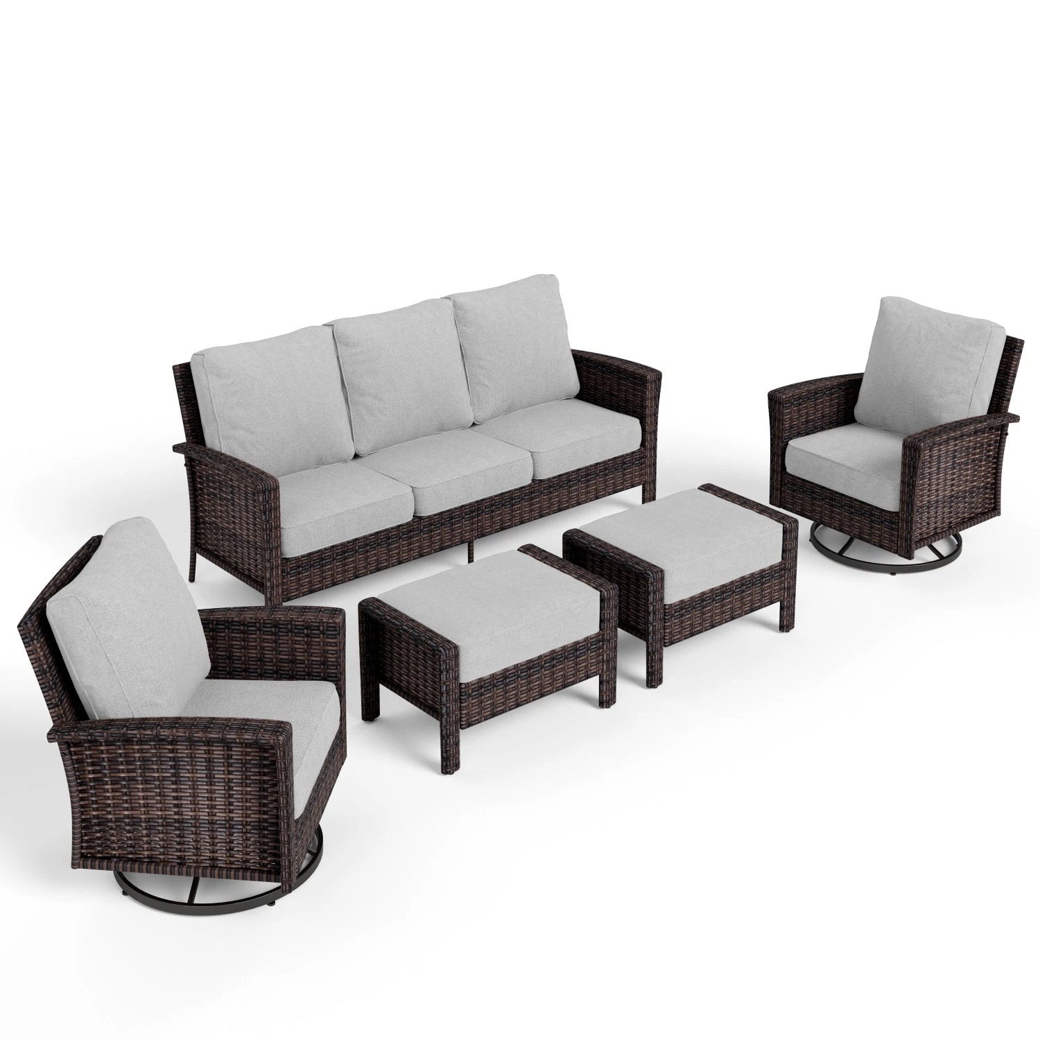 Phi Villa Patio Rattan Furniture Wicker 7-Seater Outdoor Swivel Sofa Sets 13 Phi Villa Patio Rattan Furniture Wicker 7-Seater Outdoor Swivel Sofa Sets - Image 11