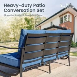 Phi Villa 7-Seater Patio Steel Conversation Sofa Set With Coffee Table & Ottomans -Phi Villa phi villa 7 seater patio steel sofa with multi functional ottomans1 f194eaa2 3c2a 47b3 b17a 75712b9b38e9