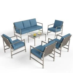 Phi Villa Vintage Outdoor Wicker And Mimics Wood Sofa Set With Coffee Table -Phi Villa phi villa 7 seater vintage outdoor wicker and mimics wood sofa set with coffee table01