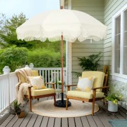 Phi Villa 7ft Patio Beach Tassel Umbrella UPF 50+ With Carry Bag -Phi Villa phi villa 7ft beach tassel umbrella01