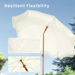Phi Villa 7ft Patio Beach Tassel Umbrella UPF 50+ With Carry Bag -Phi Villa phi villa 7ft beach tassel umbrella08