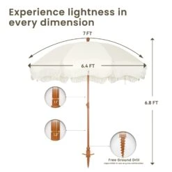 Phi Villa 7ft Patio Beach Tassel Umbrella UPF 50+ With Carry Bag -Phi Villa phi villa 7ft beach tassel umbrella10