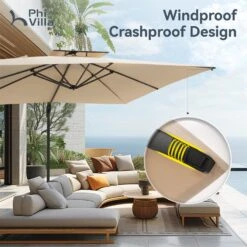 PHI VILLA 9X12ft Hydraulic Cantilever Patio Parasols Umbrellas -Phi Villa phi villa 9x12ft hydraulic cantilever umbrella outdoor patio parasols umbrellas 6
