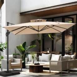 PHI VILLA 9X12ft Hydraulic Cantilever Patio Parasols Umbrellas -Phi Villa phi villa 9x12ft hydraulic cantilever umbrella outdoor patio parasols umbrellas 8 513da5fb 1583 4821 b7a6 cf403301cae3