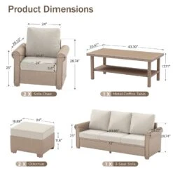 Phi Villa Patio Furniture Classic Garden Wicker Conversation Sofa Set -Phi Villa phi villa classic garden wicker conversation sofa09