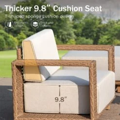 Phi Villa 4-Seater Modern Rattan Outdoor Conversation Sofa Set -Phi Villa phi villa modern luxury l shaped sectional rattan outdoor sofa set with wide armrest and t shaped cushions02