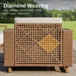 Phi Villa 4-Seater Modern Rattan Outdoor Conversation Sofa Set -Phi Villa phi villa modern luxury l shaped sectional rattan outdoor sofa set with wide armrest and t shaped cushions03