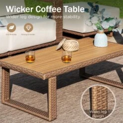 Phi Villa 4-Seater Modern Rattan Outdoor Conversation Sofa Set -Phi Villa phi villa modern luxury l shaped sectional rattan outdoor sofa set with wide armrest and t shaped cushions06