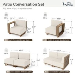 Phi Villa 6-Seater Modern Modular L-Shaped Outdoor Sectional Rattan Sofa Set -Phi Villa phi villa modern luxury shaped sectional rattan outdoor sofa set 3